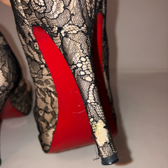 Christian louboutin lace peep toe pumps size 38.5 - Picture 5 of 6